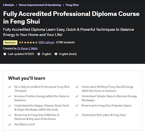 Fully Accredited Professional Diploma Course in Feng Shui