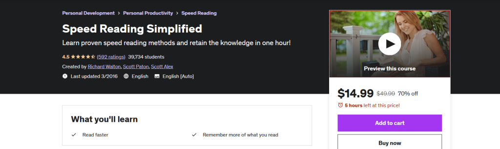 Speed Reading Simplified by udemy- Speed Reading Course