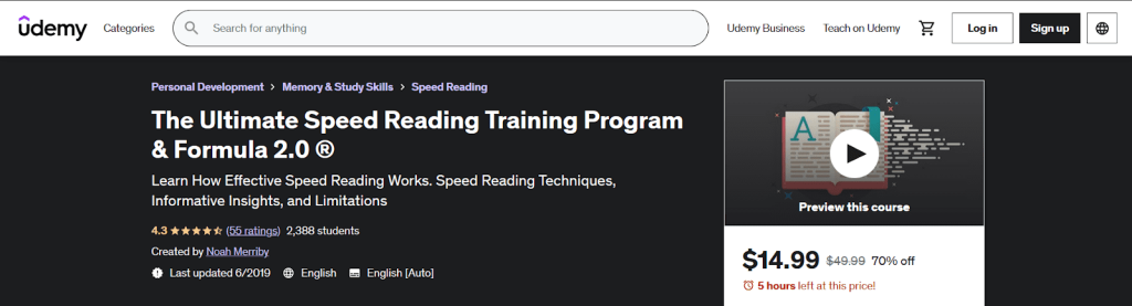 The Ultimate Speed Reading Training by udemy