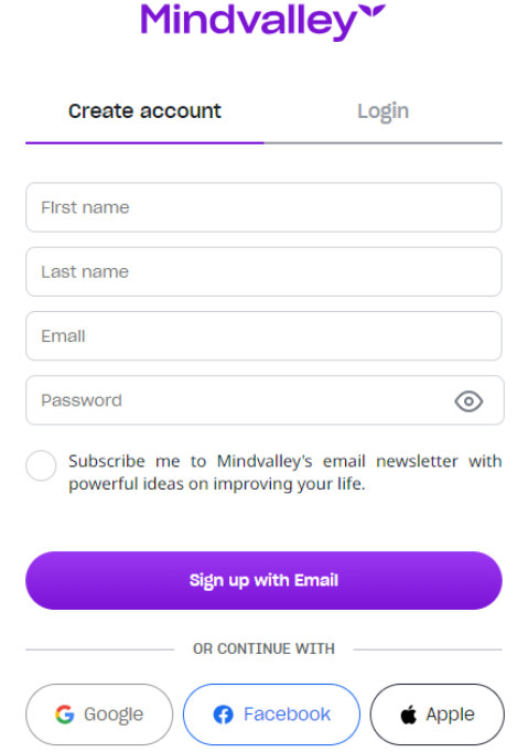 Create Your Mindvalley Account