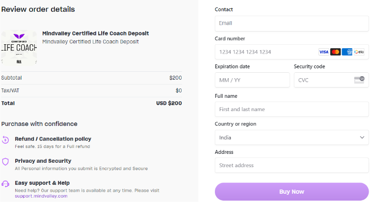 Enter Credit Card Details & Click Buy Now