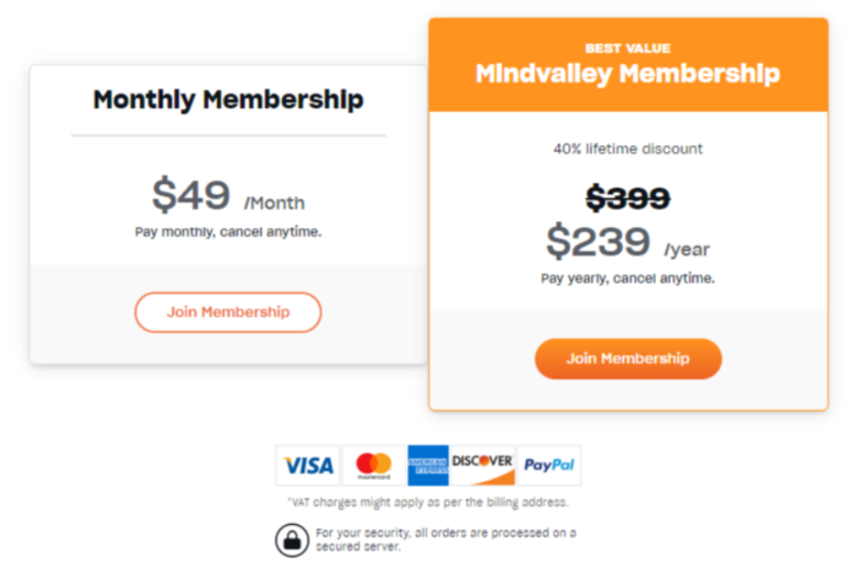 Mindvalley Pricing