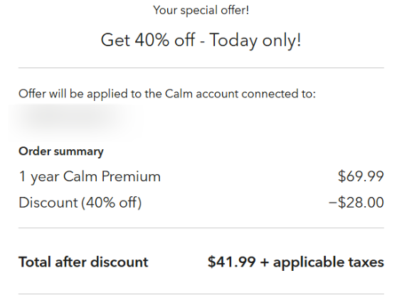 Calm 40% Offer