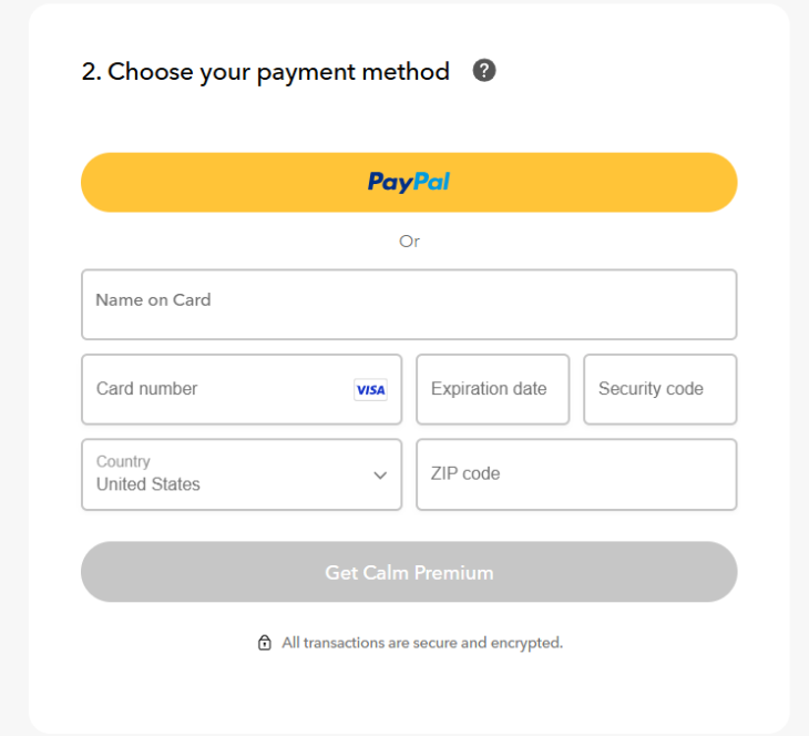 Calm Checkout Page