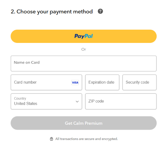 Calm Checkout Page