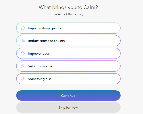 Follow the prompts on calm