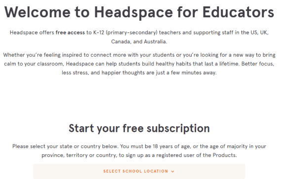 Headspace Educator Page