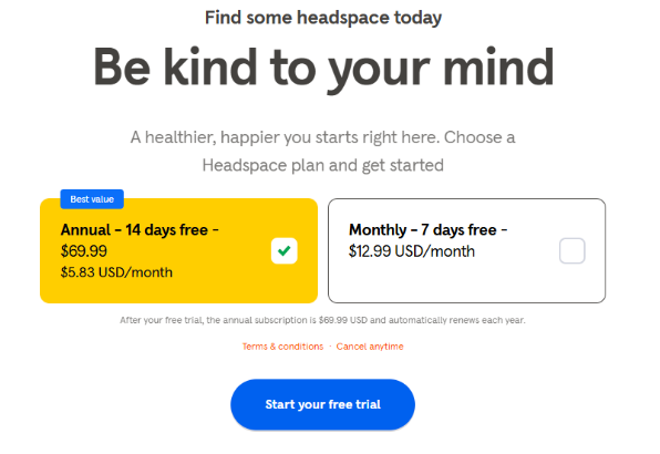 Headspace Pricing Plans